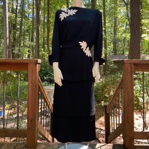 1940s Rayon Dress with Sequined Appliqués